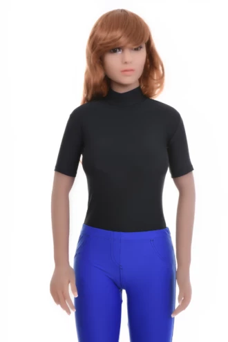 Microfiber bodysuit with short sleeves and brazilian back, more coverage than a thong for everyday.