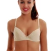 Smooth microfiber bra with molded cups and a clean line under fitted clothing, with adjustable shoulder straps.
