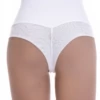 Smooth microfiber Brazilian briefs for women with a breathable sheer mesh panel across the lower front.