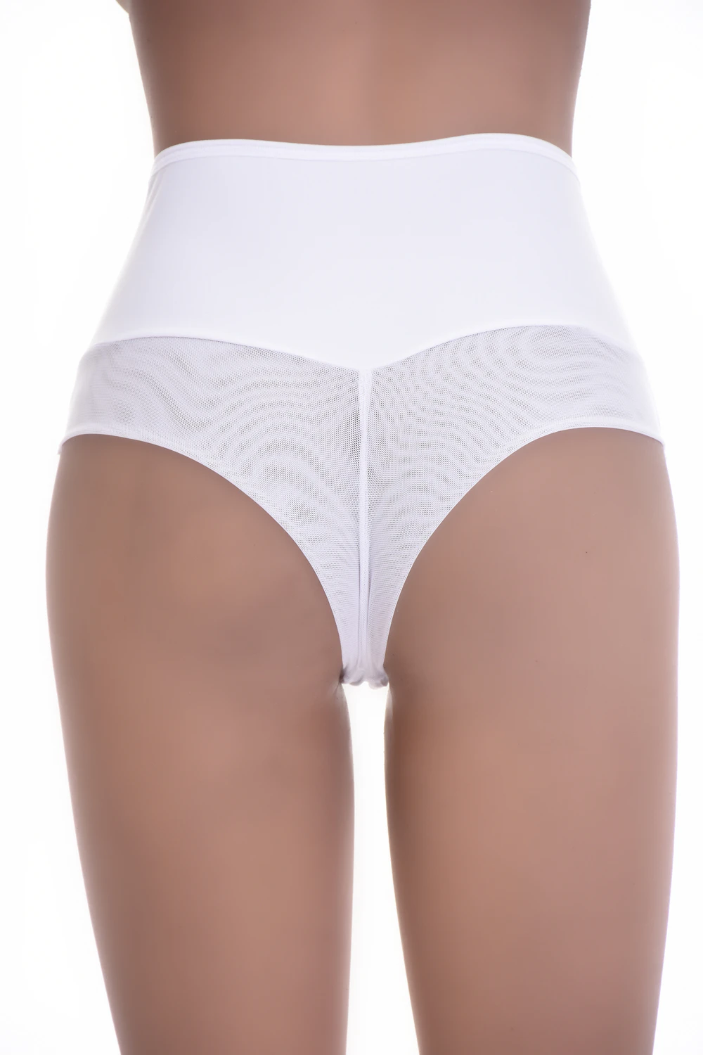 Smooth microfiber Brazilian briefs for women with a breathable sheer mesh panel across the lower front.