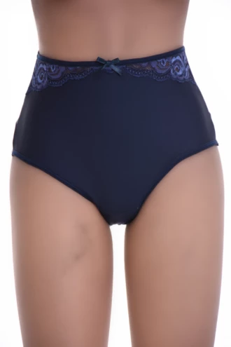 Microfiber Brazilian panties with a high rise, cheeky back and a fine lace trim across the front waist.