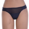 Microfiber Brazilian panties pairing a no-show base with a sheer mesh top, moderate coverage and open sides.