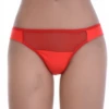 Smooth microfiber Brazilian panties with a sheer mesh top and open sides, a no-show low-rise everyday pair.