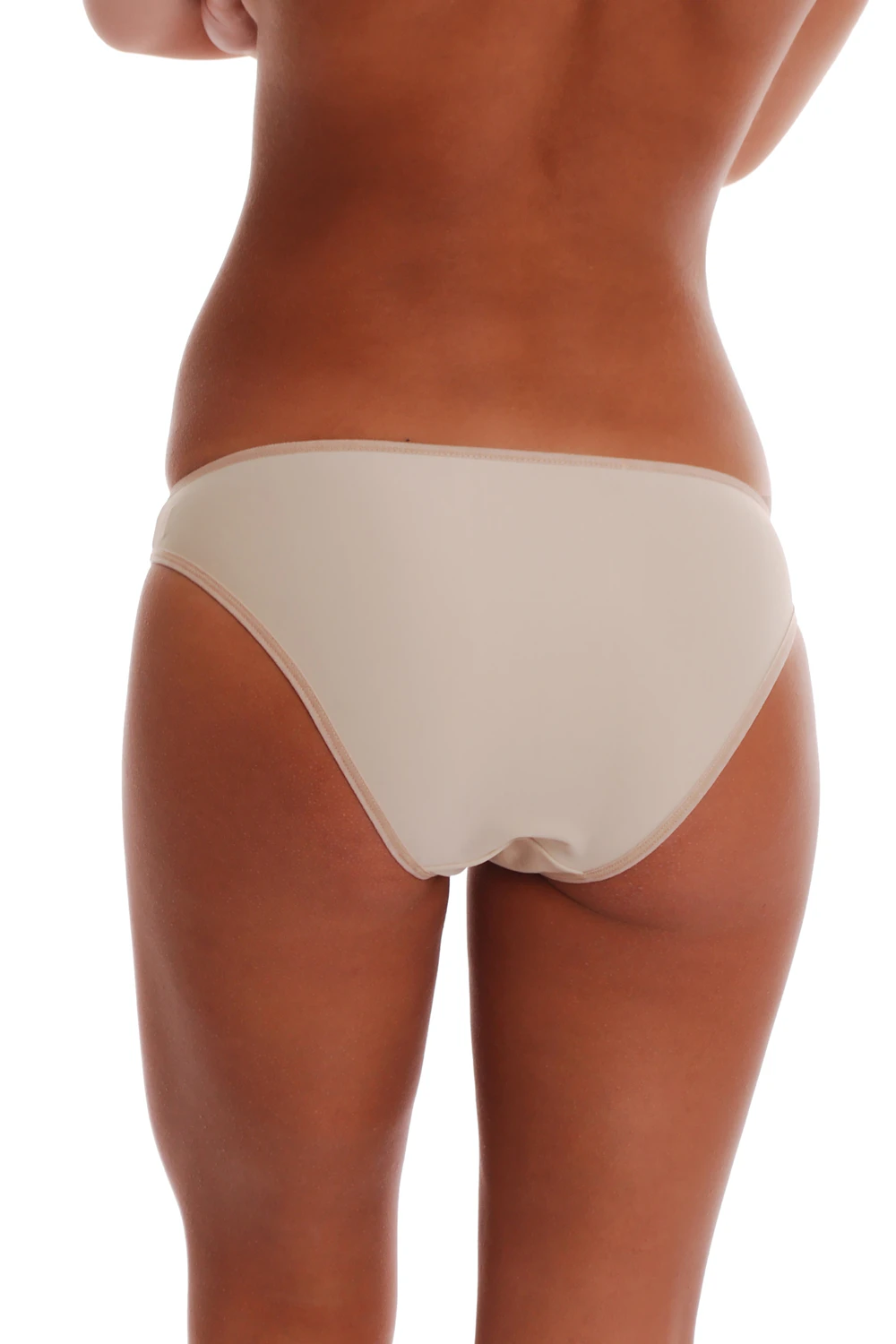 Microfiber-and-lace bikini briefs with a worked lace inset at the side and a soft flat waistband.
