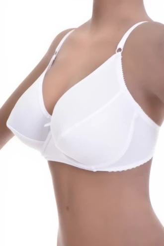 Microfiber soft-cup bra with unpadded cups and a rounded neckline, keeping a clean line under fitted tops.
