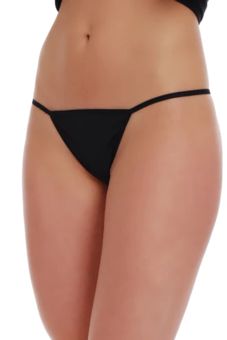 Fitted low-rise microfiber string brief with a fine smooth surface and no trim to show through.