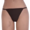 Low-rise microfiber string brief in a smooth fine knit that lies flat against the skin without seams.