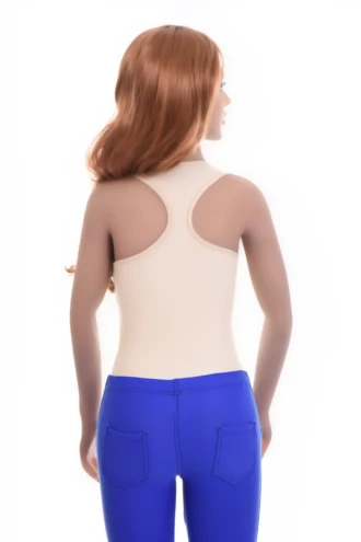 Sleeveless microfiber tank bodysuit with brazilian cut, smooth and light worn alone or under clothes.