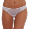 Smooth low-rise microfiber thong with a sheer lace panel up front, a no-show detailed everyday pick.