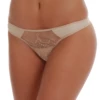 Smooth microfiber thong with a dotted-mesh lace front and minimal thong back, invisible under clothing.