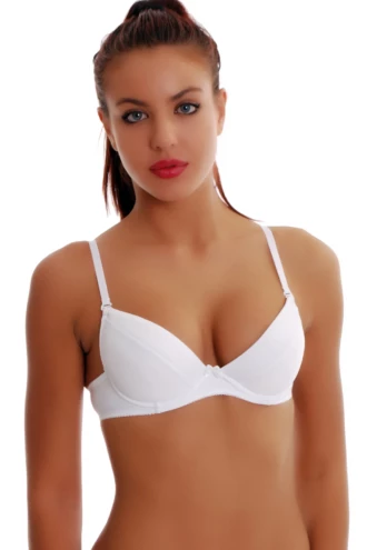 Smooth microfiber bra with molded cups and a hook-and-eye back, a clean everyday T-shirt bra in neutral shades.