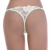 Mint green lace thong with strappy sides and a floral front, a fresh pastel everyday cut.