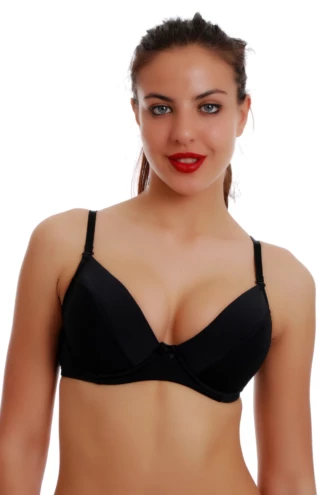 Molded-cup microfiber bra with adjustable straps and a back hook-and-eye closure for a clean everyday fit.