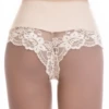 Smooth no-show microfiber Brazilian briefs for women with a high waist and a floral lace panel.