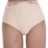 No-show microfiber Brazilian briefs with a high waist and lace-trimmed front, an easy everyday pair.