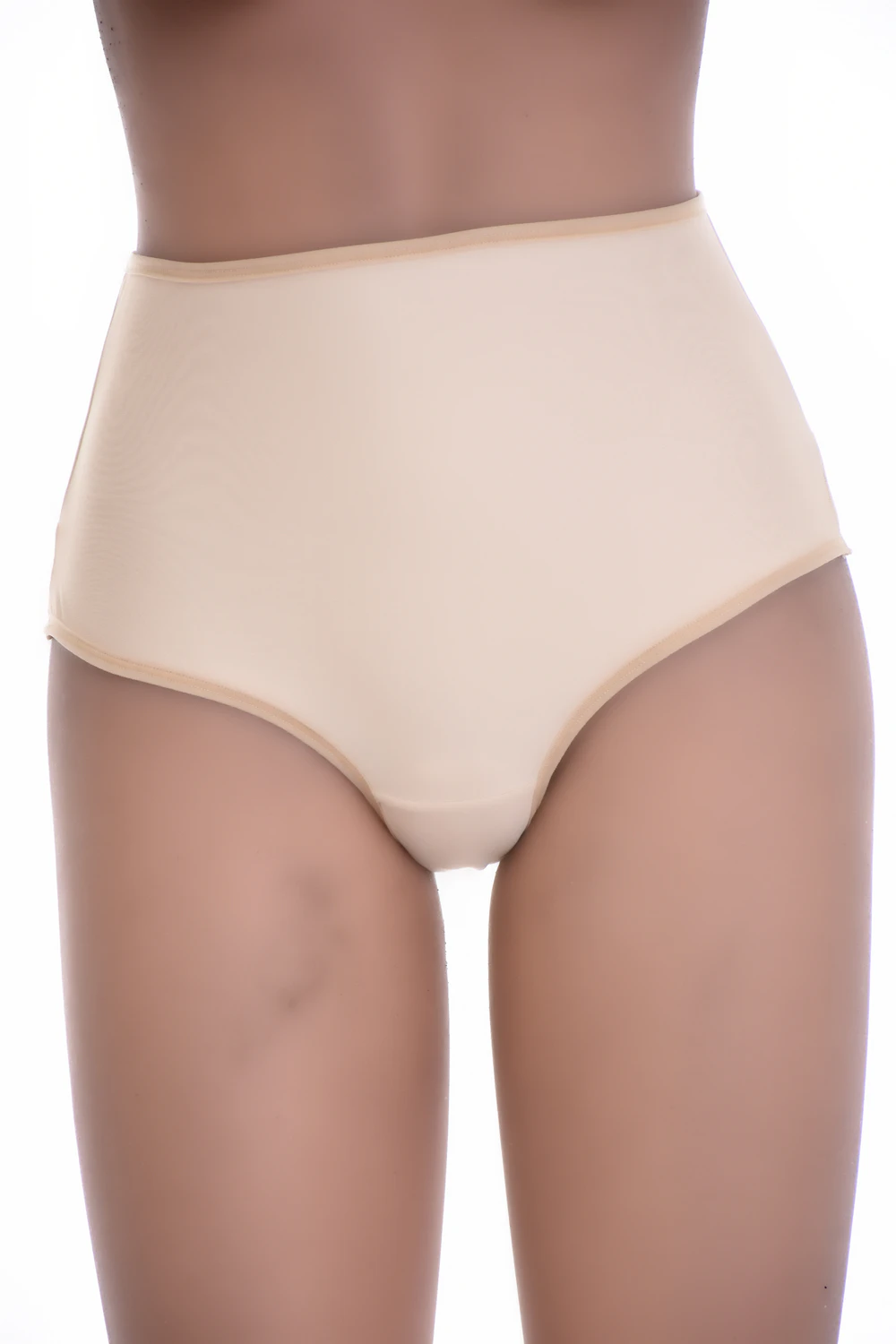 No-show microfiber Brazilian briefs with a high waist and a sheer mesh front, an easy everyday pair.