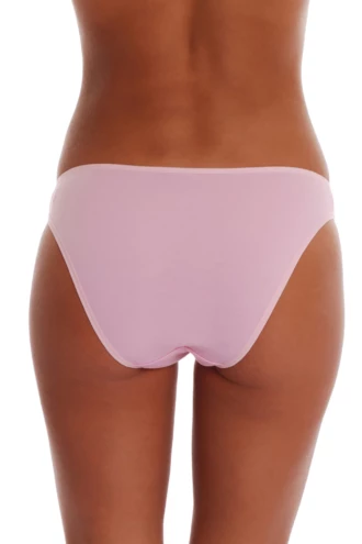 Pink cotton bikini briefs by Tiara Galiano in a soft blend with a high leg and low rise.