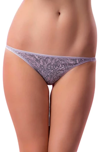 Abstract pink and gray marbled print on soft cotton bikini briefs with slim strappy sides.