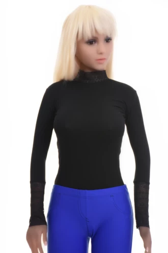 Polo-style cotton bodysuit by Tiara Galiano with mock neck, reads dressed-up or everyday depending on layering.