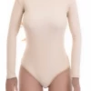 Fine polo-style microfiber bodysuit with long sleeves and brazilian back, smooth under knits and shirts.