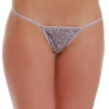 Printed cotton G-string with a grey and lilac floral print, strappy sides and a slim string back.
