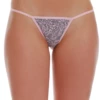Printed cotton G-string with a grey and pink floral print, fine pink strappy sides and a slim string back.