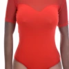 Round-neck cotton bodysuit with mesh detailing and hook-and-eye closure, soft for all-day wear.
