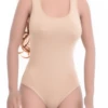 Scoop-neck cotton bodysuit by Tiara Galiano on wide straps, a wardrobe basic under shirts and knitwear.