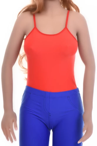Scoop-neck microfiber bodysuit with hook-and-eye fastening and thong cut, smooth and close under clothing.