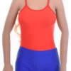 Scoop-neck microfiber bodysuit by Tiara Galiano with slim straps and hook-and-eye fastening.