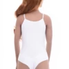 Scoop-neck microfiber bodysuit by Tiara Galiano with slim straps and hook-and-eye fastening, close fit.