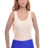 Scoop-neck microfiber tank bodysuit with wide straps, smooth and invisible for everyday wear.