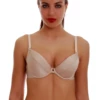 Seam-free molded microfiber T-shirt bra with a smooth cup and supportive band for steady all-day wear.
