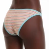 Sheer pastel-striped mesh bikini briefs with slim double straps, a high leg and a playful feel.