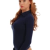 Shirt-style cotton bodysuit by Tiara Galiano with V-neckline, smart under a blazer or with denim.