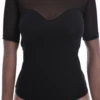 Short-sleeve cotton bodysuit by Tiara Galiano with polo-style shape, a tidy warm-weather layer with texture.
