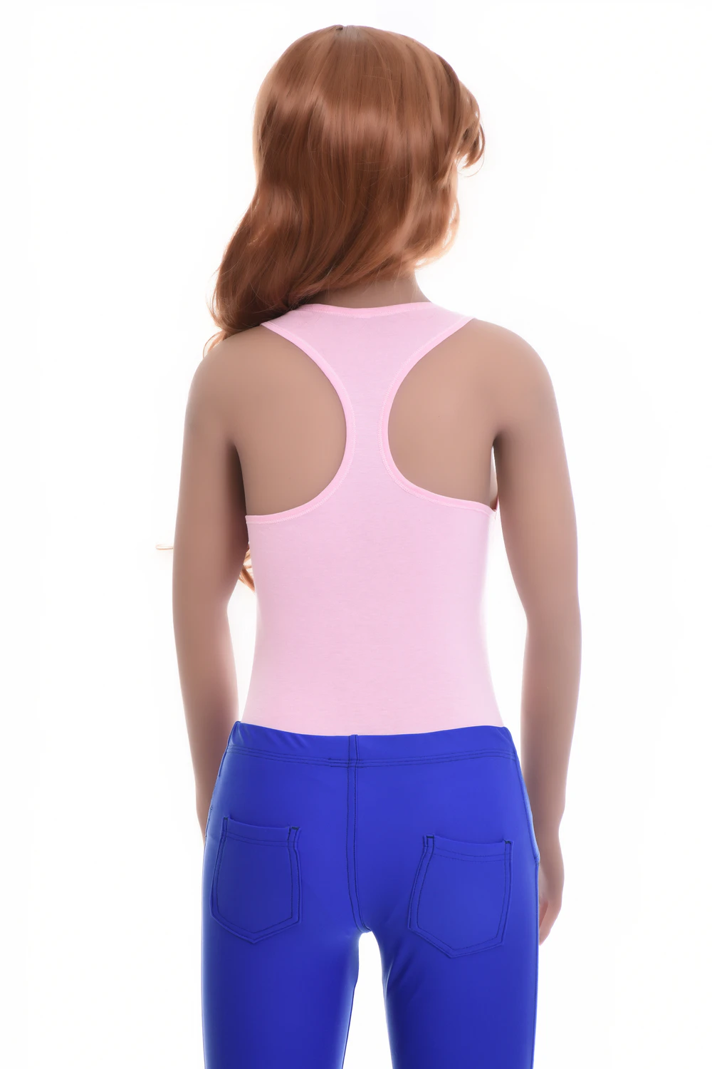 Sleeveless cotton-blend bodysuit with scoop neckline and racerback, a sporty everyday base for women.