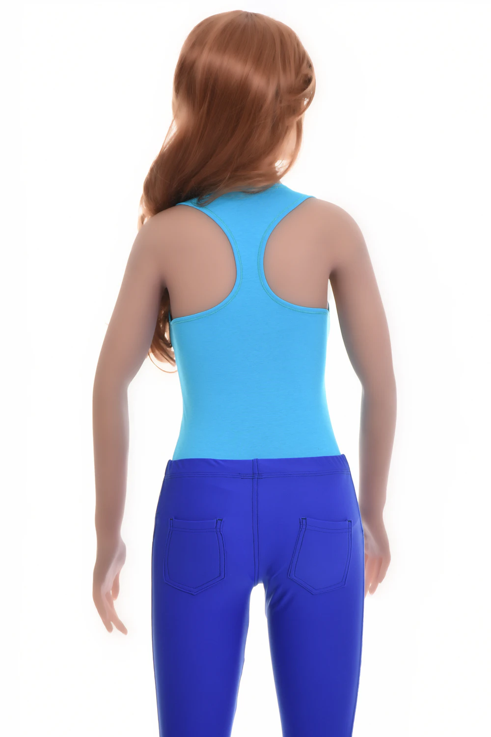 Sleeveless cotton-blend bodysuit with scoop neck and racerback, sporty breathable layer for women.