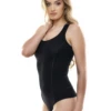 Sleeveless cotton tank bodysuit with hook-and-eye closure and brazilian cut, smooth under knitwear or alone.