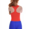 Sleeveless racerback cotton tank bodysuit with scoop neck, smooth under a shirt or worn with jeans.