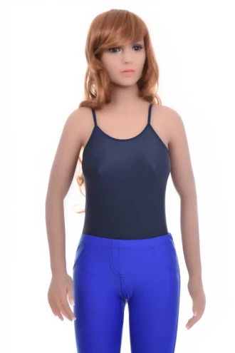 Sleeveless scoop-neck microfiber bodysuit with slim spaghetti straps and brazilian back, smooth and close.