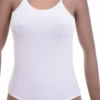 Slim cotton-blend tank bodysuit with brazilian coverage, breathable and easy for warm-weather wear.