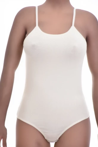 Slim cotton-blend tank bodysuit with brazilian coverage, breathable and easy for warm-weather wear.