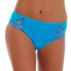 Soft breathable cotton bikini briefs by Tiara Galiano with lace side panels and a high leg.