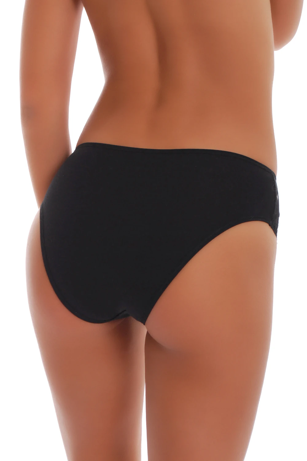 Soft cotton-blend bikini briefs by Tiara Galiano with lace panels and a smooth opaque body.