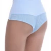 Soft cotton-blend Brazilian briefs for women with a high waist and breathable mesh back, moderate coverage.