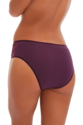 Soft cotton-and-lace bikini briefs with a wide floral lace back and a breathable cotton front.