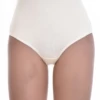 Soft high-waisted cotton-blend Brazilian panties with a light mesh back, staying put under fitted layers.