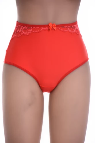 Soft microfiber high-waisted Brazilian briefs for women with a lace trim, smooth under fitted clothing.