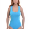 Sporty cotton bodysuit with scoop neckline and racerback, an easy daily base layer.